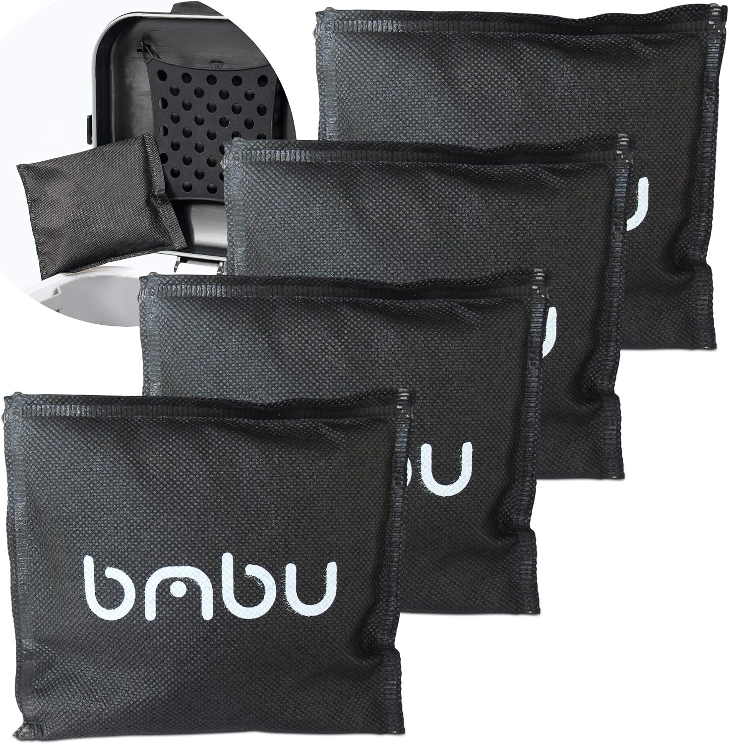 Bamboo Charcoal Deodorizer Bag for Litter Disposal Box/Diaper Pails (4 Pack) – Replacement Inserts for PetFushion Portable Cat Litter Disposal – Absorb and Eliminate Odors/Smells