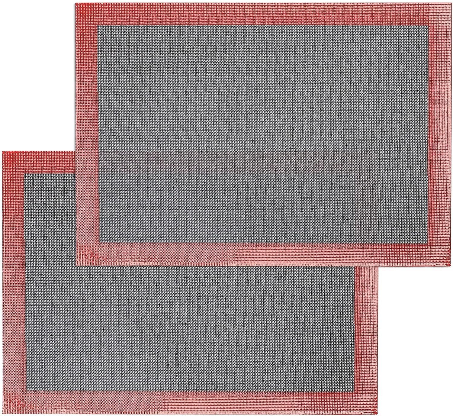 Silicone Baking Mat with Microperforated, 2 PCS Perforated Baking Mats/Oven Liners for 13″ x 18″ Half Sheet Pan, Reusable Air Mesh Silicone Mat for Cookie/Eclair/Bread/Pizza/Pastry