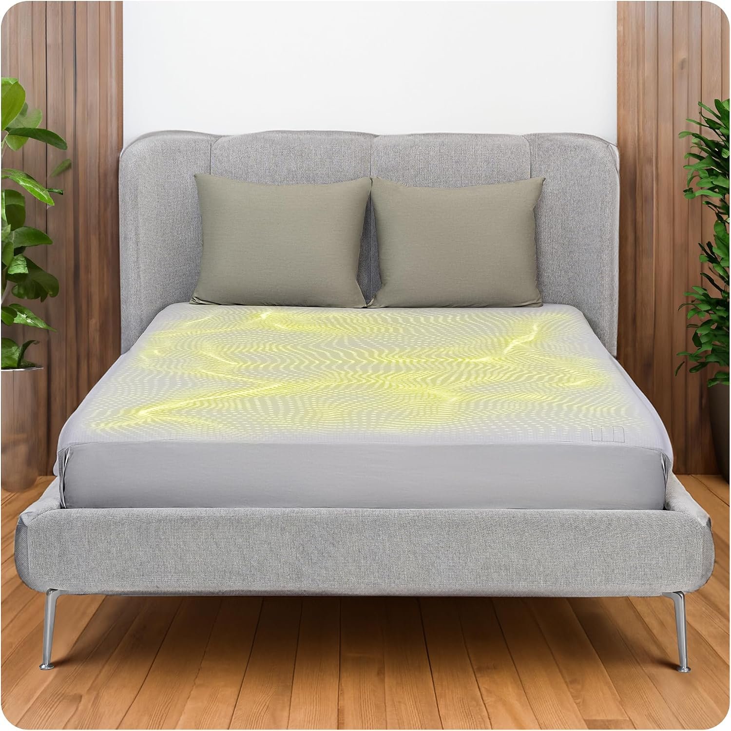 Grounding Sheets Queen Size – Grey Earthing Sheets for Natural Sleep Enhancer – 90% Organic Cotton + 10% Pure Silver Fiber Fitted Grounding Bed Sheets with Grounding Cord for Cozy Night