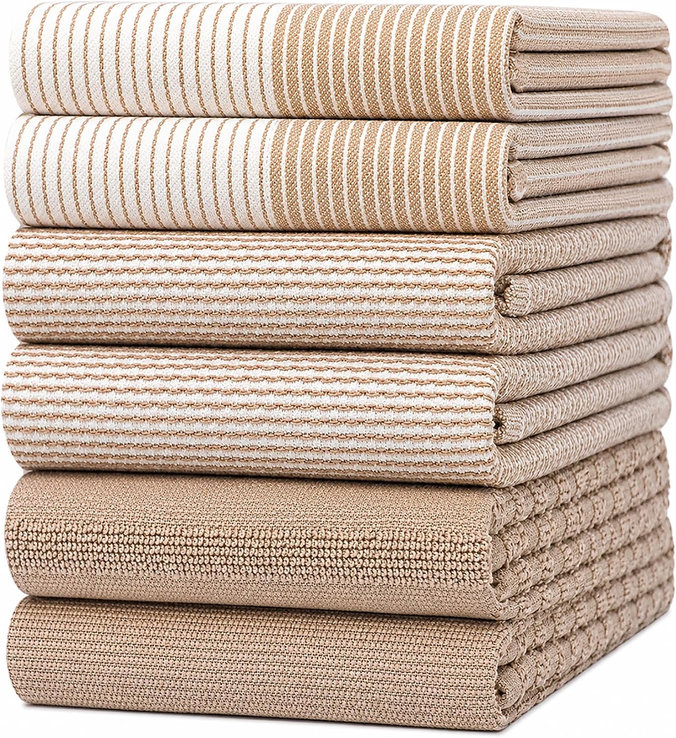Premium Kitchen Towels 6 Pack 100% Cotton, 20″x28″ Dish Towels – Tan