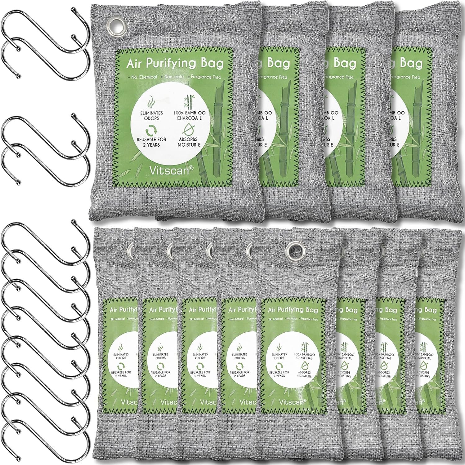 Bamboo Charcoal Air Purifying Bag, Activated Charcoal Odor Absorber