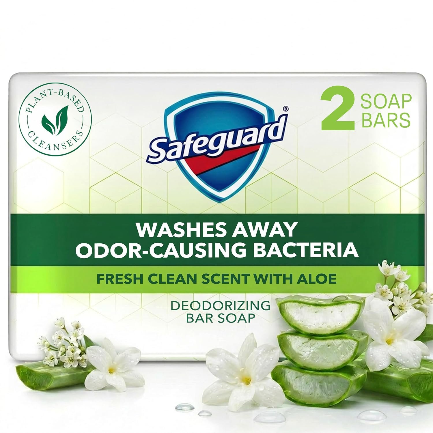 Safeguard Bath Bar Soap, Fresh Clean Aloe Scent, 3.2 oz (2 Count)