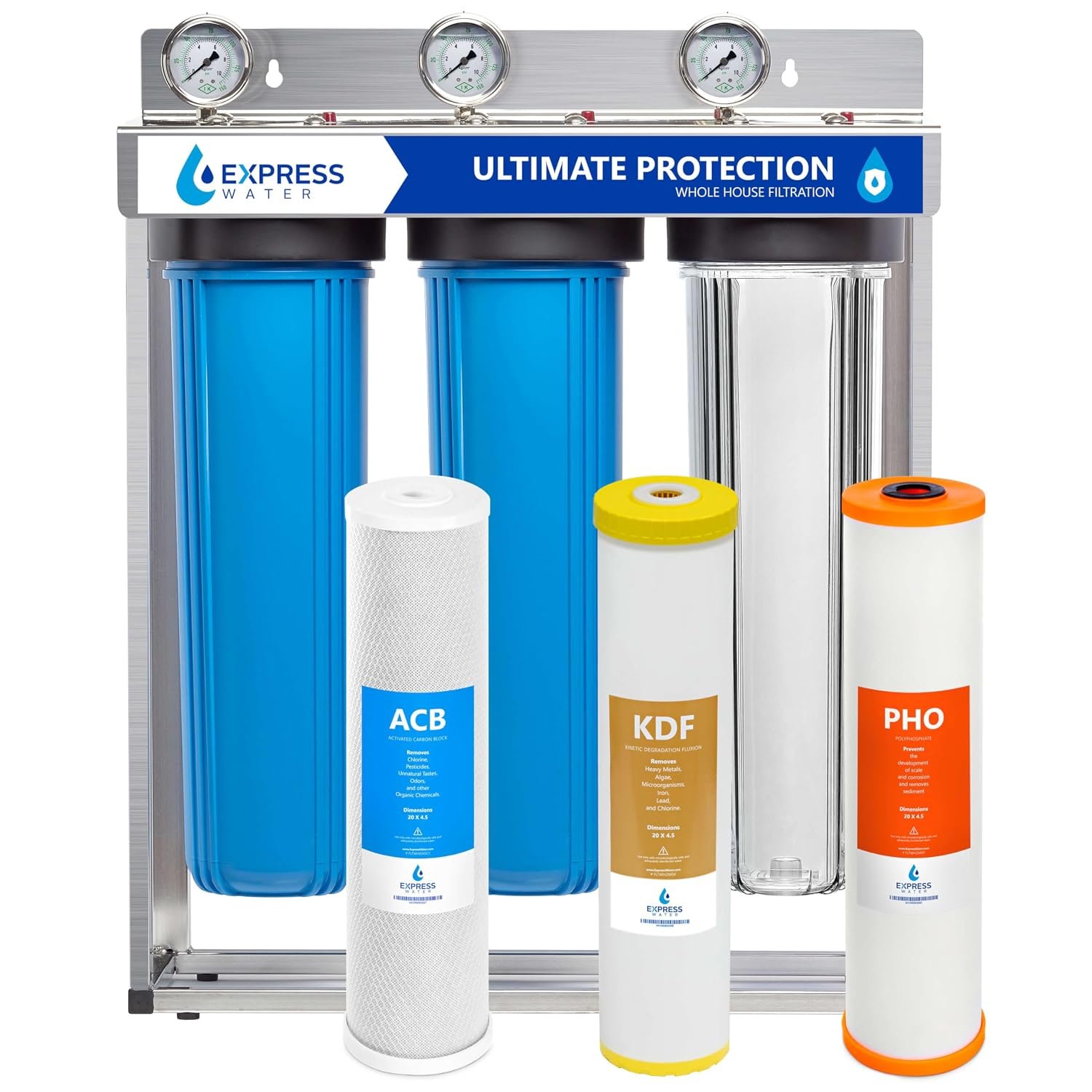 Express Water Whole House Water Filter System, Ultimate Protection, 3-Stage